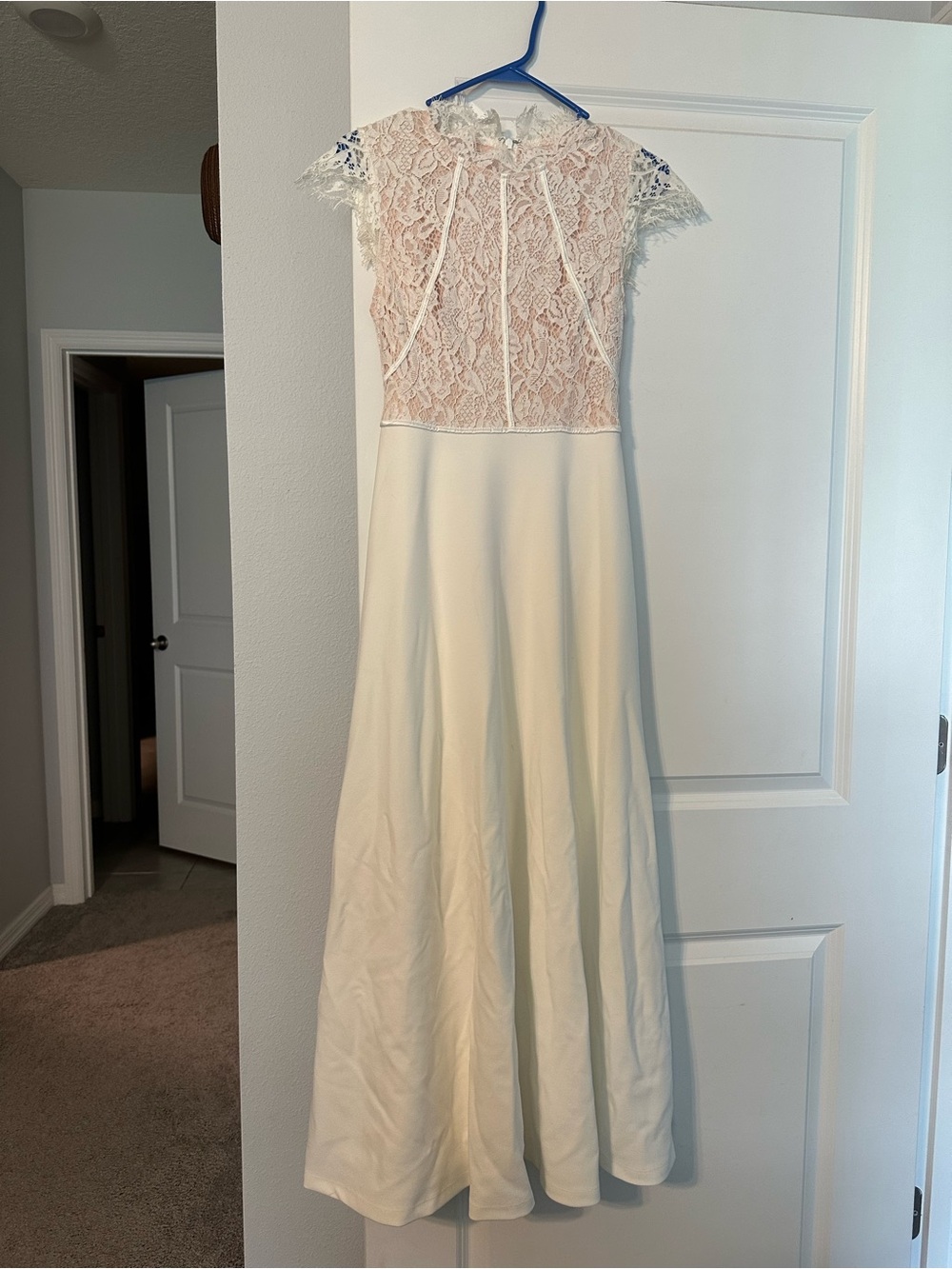 Lulu's Cream Lace Bodice Wedding Maxi Dress